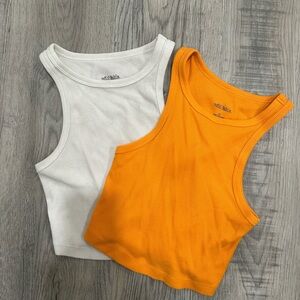 Wild Fable Vibrant Orange and Classic White Tank Tops